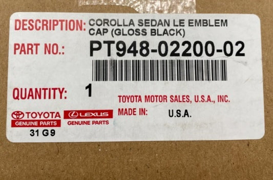 Toyota Blackout Badges - Corolla LE PT9480220002