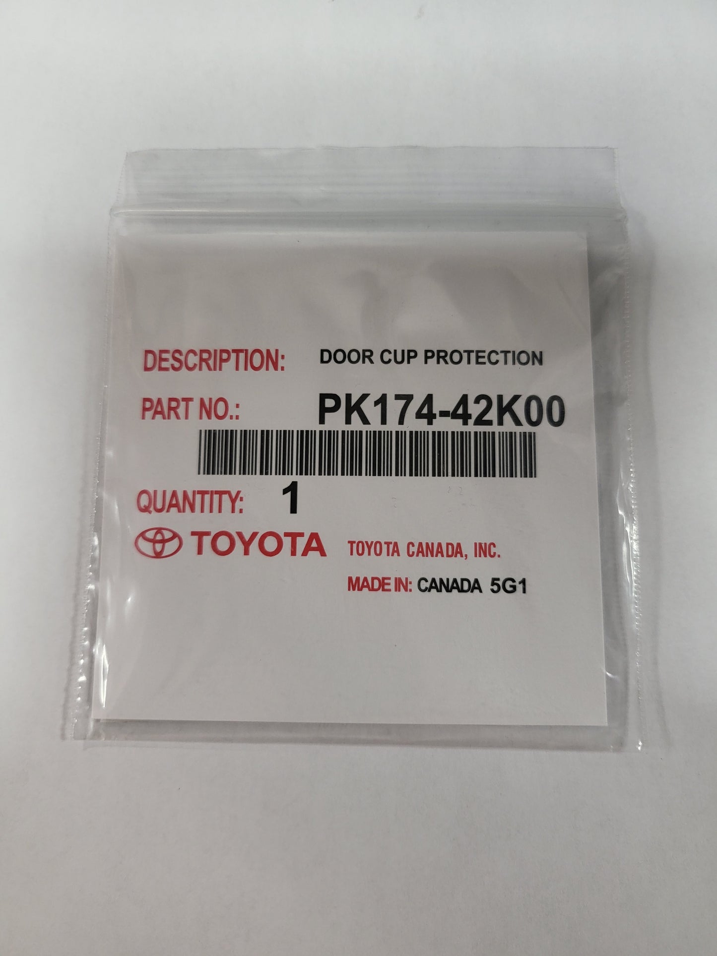 Toyota DOOR CUP FILM - 4RUNNER,AVALON,BZ4X,C-HR,CAMRY,CAMRY HYBRID,COROLLA,COROLLA CROSS,COROLLA HATCHBACK,86,HIGHLANDER,HIGHLANDER HYBRID,PRIUS,PRIUS PRIME,RAV4,RAV4 HYBRID,RAV4 PRIME,SIENNA,TACOMA,VENZA 2018-2023 PK17442K00
